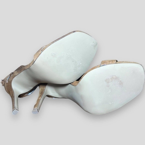 Steve Madden Womens Shay Sandal High Heel Shoes Brown Suede Fringe Tassel Zip 8M - Picture 10 of 11